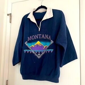 🌄 Vintage 80s Montana Sweater Vintage 90s Montana Top Half Zip Athletic Ware 🌄